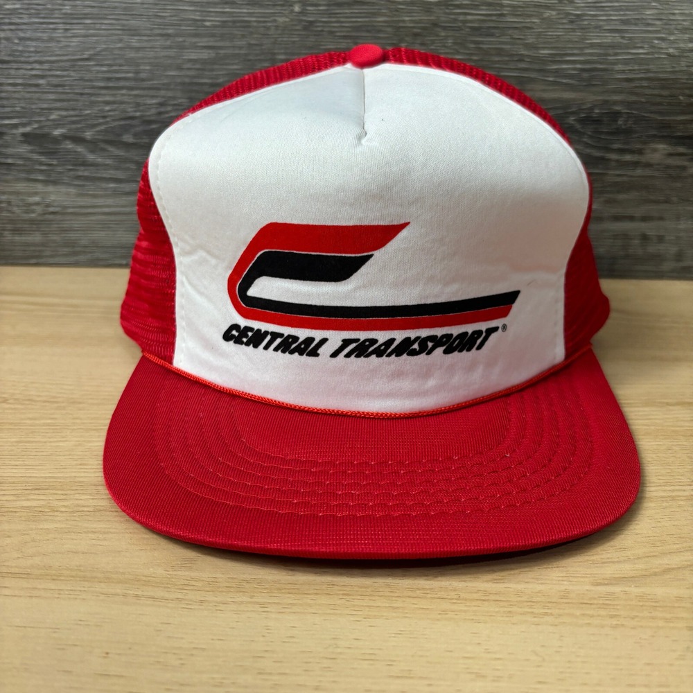 Vintage Central Transport Hat Cap Snapback‎ Red White Trucker Adjustable